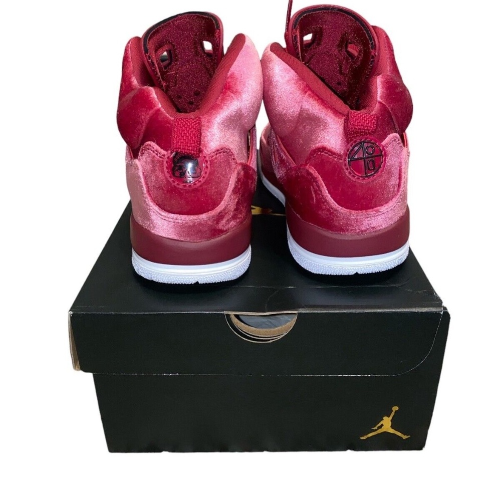 Nike Air Jordan Spizike Velvet Noble Red Size 5Y Black White 535712-600 - Picture 4 of 4